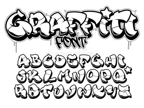 Fuente Estilo Graffiti. Alfabeto Vector De Contorno Negro Aislado Ilustración del Vector - Ilustración de tipo, cadera: 183763118 Graffiti Letters Styles, Graffiti Alphabet Styles, Alphabet Graffiti, Graffiti Fonts, Hand Lettering Alphabet Fonts, Tattoo Fonts Alphabet, Graffiti Lettering Alphabet, Graffiti Art Letters, Lettering Styles Alphabet