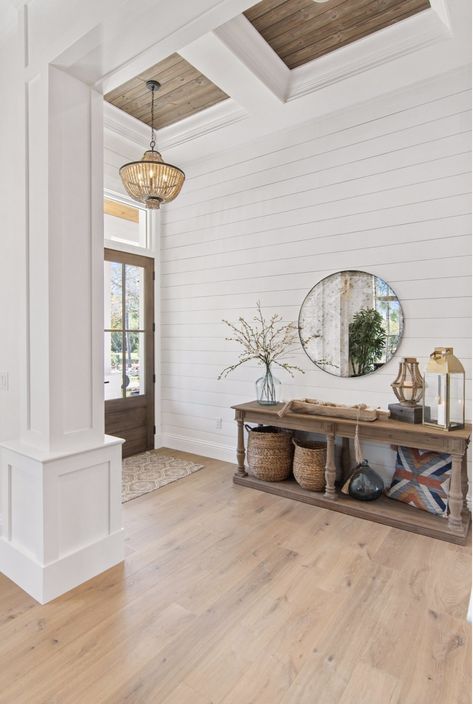 Oak Hardwood Floors, Farmhouse Look, Oak Hardwood, Modern Farmhouse, The Modern, Hardwood Floors, Entryway, Farmhouse, Ceiling