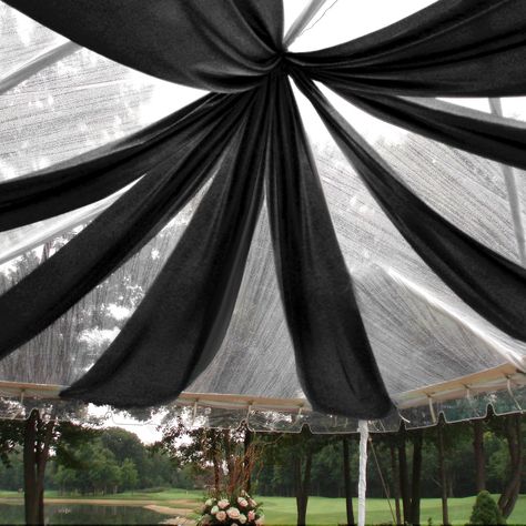 PRICES MAY VARY. 🎀【Wedding Ceiling Drapes】Package includinge 6 panels black wedding drapes curtain(without hanging pieces),each wedding extra long curtain measures 5 feet(60inch)wide x20 feet(240inch) long.The sufficient quantity can meet your demands for decorating your weddings, parties, receptions,and these black ceiling drapes for weddings will create a delicate and aesthetic sense to your wedding ceiling decoration. 🎀【Easy Hanging】There is a 4 inches pocket for rod or pole entry at the to Black And White Tent Draping, Ceiling Decorations For Party, Party Ceiling Decorations, Drapes For Wedding, Wedding Drapes, Wedding Ceiling Decorations, Ceiling Drapery, Ceiling Drapes, Wedding Drapery