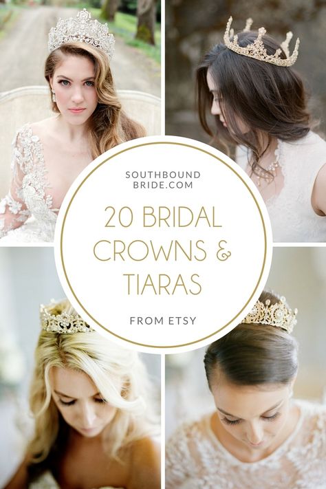 Fairytale Bridal Crowns & Tiaras from Eden Luxe Bridal | SouthBound Bride Brides With Crowns And Veil, Brides With Crowns, Bridal Headpiece With Veil, Headpiece With Veil, Crown Veil, Fairytale Bridal, Bridal Crown Tiara, The Princess Bride, Crown Tiara