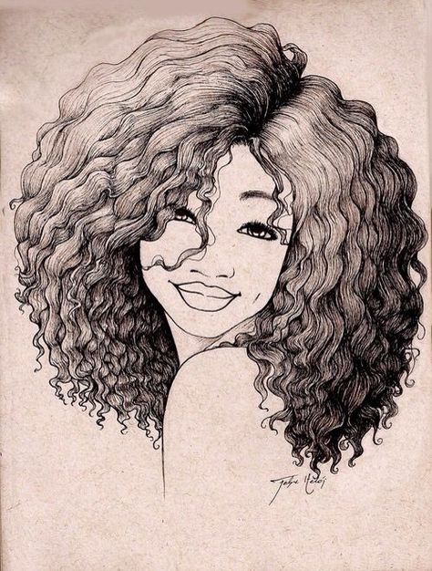 Awesome Hair Drawings For Fashion And Art Too - Bored Art Cool Easy Drawings, Tumblr Drawings, Natural Hair Art, 얼굴 그리기, Afro Art, Drawing Videos, Drawing Tutorials, Art Tutorial, Second Child