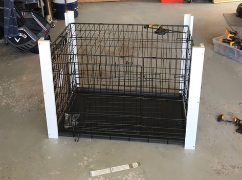 Image Diy Dog Crate Furniture, Dog Crate Table, Golden Retriever Baby, Diy Dog Crate, Dog Crate Cover, Dog Kennel Furniture, Diy Dog Kennel, Crate Table, Puppy House