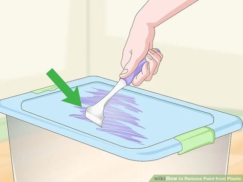 3 Ways to Remove Paint from Plastic - wikiHow Spray Paint Remover, Remove Acrylic Paint, Paint On Plastic, How To Remove Paint, Type Of Paint, Remove Paint, Plastic Pallets, Leftover Paint, Paint Thinner