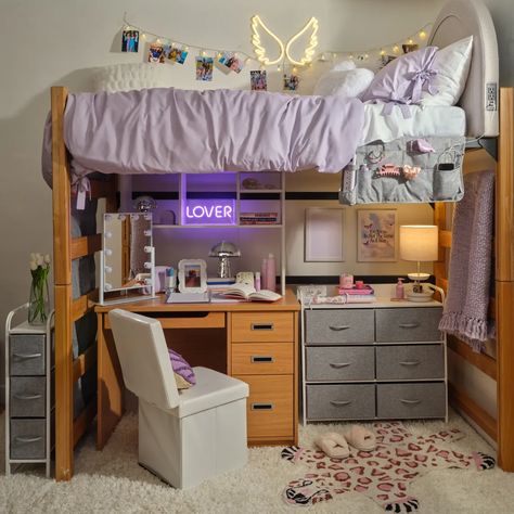 Add a personal touch to your dorm room with colors that represent you like this Taylor Swift Lavender Haze themed space! These dorm room ideas will guide you in creating a space that reflects your passions and individuality. From statement decor to unique color palettes, let your dorm room be an extension of your true self. Make sure to SAVE this to one of your boards to reference later and FOLLOW Arts & Classy for more Decorating tips and DIYs! Desk Under Bed Dorm, College Dorm Room Aesthetic, Purple Dorm Rooms, Room Ideas Dorm, Organization Dorm, Dorm Room Ideas For Girls, Room Ideas For Girls, Bedding Dorm, College Bedroom Decor