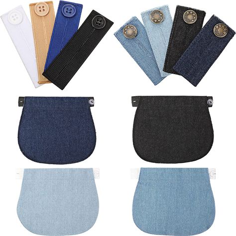 Amazon.com: 12 Pieces Button Extenders Set for Pants, Including Belly Button Extender, Pant Waist Extender, Elastic Adjustable Extenders, Waistband Jean Extenders for Women Men Pants Shirts Dress Trousers Zipper Extender For Dress, Maternity Bottoms With Elastic Waistband And Stretch, Elastic Waistband 4-way Stretch Dress Pants, Pregnant Pants Hack, Button Extender, Men Pants, Maternity Pants, Maternity Jeans, Type Of Pants