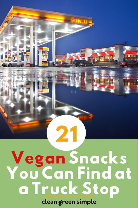 On the road with no snacks packed? You’re in luck. We’ve rounded up 21 accidentally vegan snacks you can find at a truck stop or gas station during your next road trip. #cleangreensimple #vegansnacks #truckstopsnacks Vegan Basics, Accidentally Vegan, Luna Bars, Road Snacks, Vegan Jerky, Veggie Straws, Corn Nut, Vegan Tips, Fig Bars