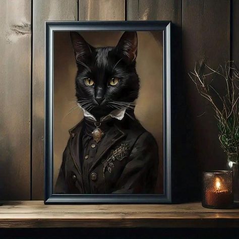 1pc Canvas Poster, Vintage Art, Gentleman Cat Wall ArtPoster,Halloween Wall Decor,Gothic Art Dark Academia Gothic Painting.ldeal Gift For Bedroom Living Room Kitchen Corridor, Wall Art, WallDecoration, Fall Decor, Room Decoration, No Frame for Sale Australia| New Collection Online| SHEIN Australia Victorian Portraits, Halloween Wall Decor, Black Cat Art, Hur Man Målar, Cat Wall Art, Cat Posters, Victorian Art, Fun Gifts, Cat Wall