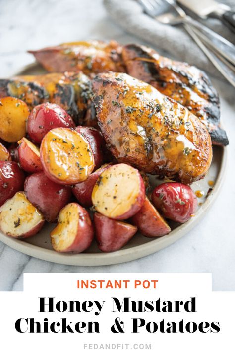 This easy one-pot meal can be made in under 30 minutes in the Instant Pot! The chicken is super tender, the potatoes are perfectly-cooked, and the sweet and tangy honey mustard gives it so much flavor. Honey Mustard Chicken And Potatoes, Mustard Chicken And Potatoes, Instant Pot Honey Mustard Chicken, Instant Pot Chicken And Potatoes, Bbq Sauce Homemade Easy, Fed And Fit, Leaky Cauldron, Chicken And Potatoes, Life Challenge