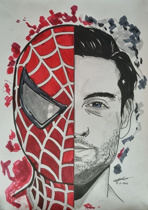 Tobey Maguire Toby Maguire Spiderman Drawing, Spider Man Tobey Maguire, Spider Man Peter Parker, Spiderman Drawing, Tobey Maguire, Peter Parker, Tony Stark, Funny Cat, Face Drawing