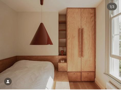 Bed Wardrobe Design, Wardrobe Joinery, Wardrobe Small Bedroom, Narrow Bedroom, Bed Wardrobe, Integrated Storage, Bedroom Vibes, Plywood Interior, Bespoke Beds