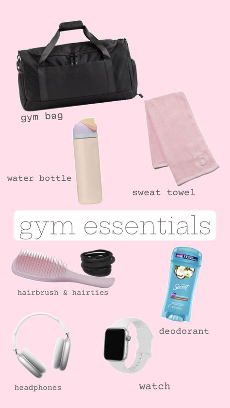 #gym #gymbag #essentials #lifting #workout #bag #waterbottle What In My Gym Bag, Feminine Bag Essentials, Gym Bag Ideas, Gym Packing List, What To Bring To The Gym, Gym Must Haves For Women, Gym Bag Essentials List, Gym Bag Must Haves, Gym Wishlist