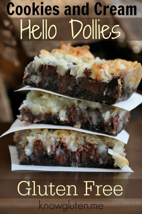 Flourless Cookie Bars, Flourless Christmas Cookies, Dolly Bars, Hello Dolly Bars, Gf Cooking, Cookies Sans Gluten, Flourless Desserts, Hello Dollies, Gluten Free Dessert