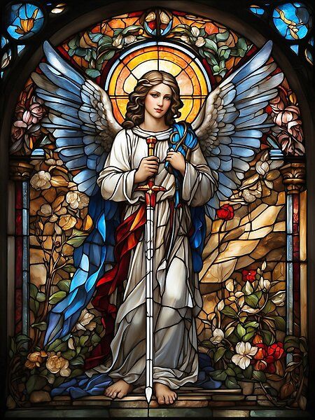 Stained Glass Art- Christian Angel Stain Glass Window Art, Angel Wall Art, Stained Glass Church, Stained Glass Angel, Jesus Christ Artwork, Glass Window Art, Angel Images, Mt Hood, Angel Painting