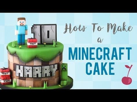 Pin on Kids Birthday Ideas Minecraft Cake Tutorial, Youtube Cake, Minecraft Cake Designs, Minecraft Cakes, Minecraft Party Decorations, Cake Design Tutorial, Minecraft Birthday Cake, 10 Birthday Cake, Minecraft Birthday Party