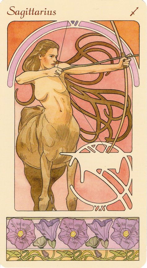 Sagittarius Art, Learn Tarot, Illustration Art Nouveau, Alphonse Mucha Art, Mucha Art, Alfons Mucha, Art Nouveau Illustration, Astrology Art, Tarot Art