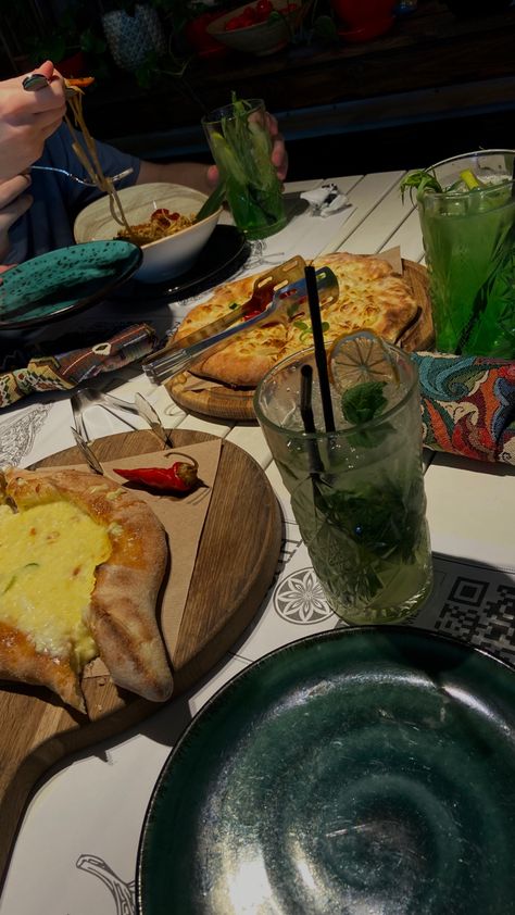 #food #cuisine #georgia #khachapuri #drinks #friends #noodles #mojito #alcohol #nonalcoholic #weekend #fun #celebration #aesthetic Celebration Aesthetic, Drinks Friends, Weekend Fun, Non Alcoholic, Mojito, Noodles, Georgia, Drinks, With Friends