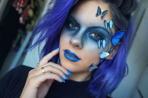 15 Ideas de maquillaje de brujas para celebrar Halloween Snapchat Filter Makeup, Carnaval Make-up, Mardi Gras Makeup, Fantasy Make-up, Butterfly Makeup, Butterfly Costume, Carnival Makeup, Crazy Makeup, Halloween Makeup Looks