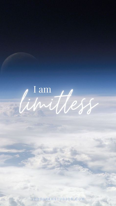 Space and moon background with text "I am limitless" Positive Affirmation Lockscreen, Lucky Girl Aesthetic, Positive Manifestation Wallpaper, I Am Limitless, Affirmation Lockscreen, Gratitude Manifestation, Aesthetic Notebooks, Inspirational Quotes For Teens, Lucky Wallpaper