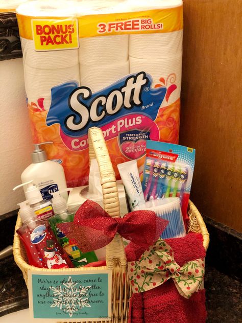 Guest Bathroom Basket, Bathroom Gift Basket, Holiday Jokes, Bathroom Basket, Bathroom Gifts, Bathroom Baskets, Christmas Bathroom Decor, Christmas Bathroom, Gift Bouquet