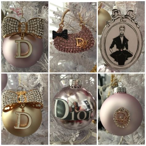 Dior Christmas. Designer Christmas. Luxury Christmas. Ornaments. Christmas 2017 Dior Christmas Ornaments, Designer Ornaments, Dior Christmas Tree, Bling Christmas Decor, Pink Xmas Tree, Luxury Christmas Tree, Bling Crafts, Pink Xmas, Alternative Christmas Tree