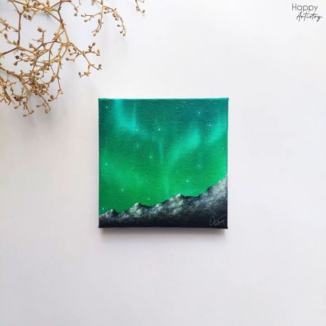 Northern lights with mountains 😍✨️ #minicanvaspainting #northernlightspainting #acryliconcanvaspainting #miniartwork Northern Lights Painting, Mini Canvas, Mini Art, Northern Lights, Canvas Painting, Gif, Canvas, Quick Saves