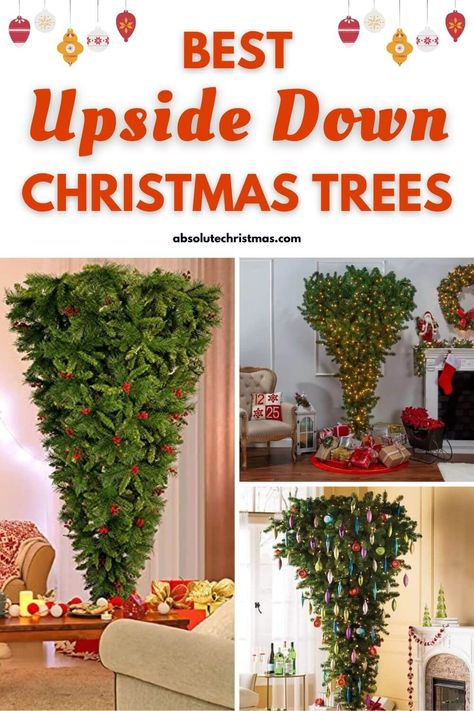 Christmas decor with a difference! Turn everything upside down with these ceiling Christmas trees that are sure to stand out from the crowd. Up Side Down Christmas Tree, Upside Down Christmas Tree Ideas Unique, Inverted Christmas Tree, How To Decorate An Upside Down Christmas Tree, Diy Upside Down Christmas Tree, Hanging Christmas Tree From Ceiling, Christmas Tree Hanging From Ceiling, Upside Down Christmas Tree Ideas, Ceiling Christmas Tree