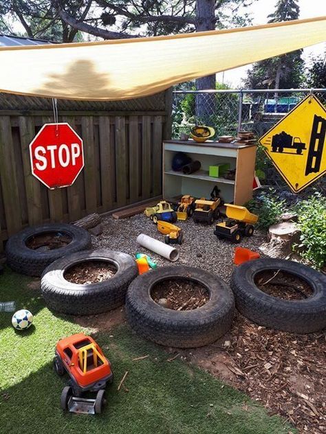 25 Kid Play Ideas With Old Tires - 166 Kids Backyard Playground, Outdoor Learning Spaces, Play Area Backyard, Outdoor Nursery, Outdoor Play Spaces, Backyard Kids Play Area, Outdoor Play Areas, Kids Outdoor Play, Sensory Garden