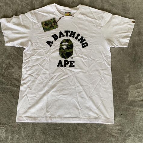 Bape tee. Barely worn. Still got tags. Like new. - Depop Bape Tee Outfit, Bape Tshirt, Bape Tee, Bape Outfits, Bape T Shirt, Bape Shirt, Everyday Bag Essentials, Bape Men, Mens Summer Outfits