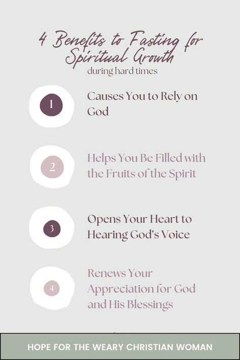 Fasting is a great way to grow closer to God especially when you are walking through hard times. This spiritual growth idea is perfect for any Christian woman walking through trials and storms. Learn why you may have been frustrated by fasting in the past + 4 reasons it can be super effective in hard seasons. Plus a few tips on how to get started if you're new to fasting. Christian Fasting, Fasting For Women, Prayer Vision Board, Grow Closer To God, Women Spiritual, Fast And Pray, Hearing Gods Voice, Prayer And Fasting, Closer To God