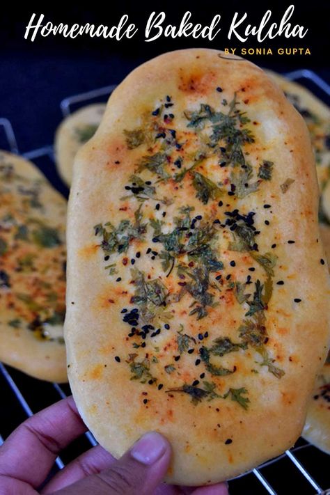 Baked Kulcha Recipe that is unbelievably easy to make! Kulcha Recipe, Recipes With Yeast, Pita Bread Recipe, Whole Wheat Pita, Indian Bread, Bread Serving, Homemade Cheese, Perfect Cake, Easy Baking