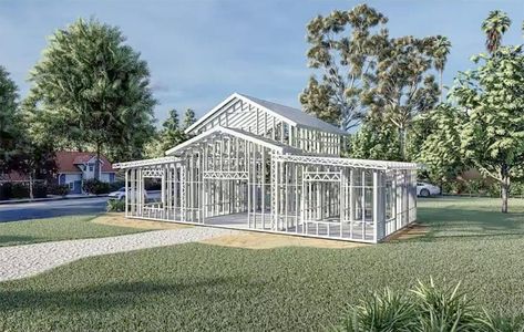 Adu Homes, Steel Home Kits, Steel Frame Building, Prefab Home Kits, Raised Deck, Home Kits, Steel Frame House, Patio Enclosures, Building A Tiny House