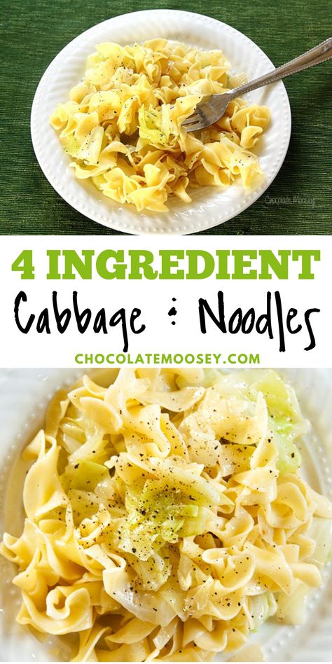 Our 4 Ingredient Cabbage & Noodles recipe is one of the easiest meals to throw together. Saute your cabbage and onion in butter while the noodles are cooking. Before you know it, dinner is ready. Growing up, I’ve always known haluski to be a Polish dish.  However, a lot of Eastern European countries and even the Pennsylvania Dutch have their own versions. Cabbage And Gnocchi, Easy Cabbage And Noodles, Egg Noodles And Cabbage, Cabbage And Egg Noodles, Cabbage And Pasta Recipes, Sauerkraut And Noodles Recipes, Quick Cabbage Recipes, Covered Dish Ideas Potlucks Easy, Cabbage Noodles Recipes