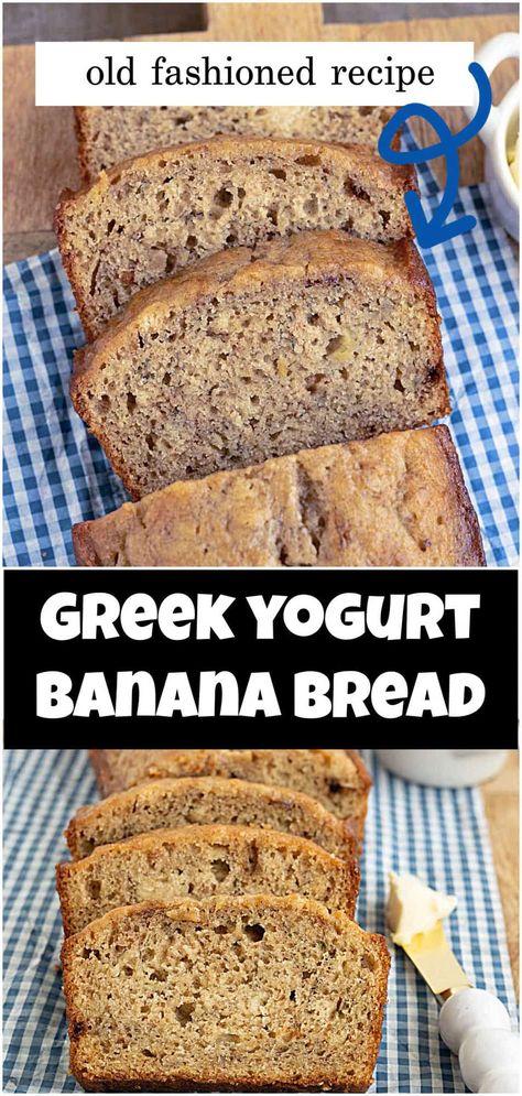 This is the best Banana bread recipe made with Greek yogurt. Greek yogurt banana bread is light, fluffy, and moist. It's an easy banana bread recipe and you can add flavors like chocolate chips, cinnamon, and walnuts. Chocolate Chip Banana Bread Greek Yogurt, Healthy Banana Bread With Applesauce And Greek Yogurt, Light Fluffy Banana Bread, Moist Banana Bread Greek Yogurt, Banana Bread With Yogurt Moist, Healthy Banana Muffins With Greek Yogurt Easy Recipes, Banana Bread Recipe Moist Greek Yogurt, Banana Bread Recipe Healthy Greek Yogurt, Healthy Banana Bread Greek Yogurt Almond Flour