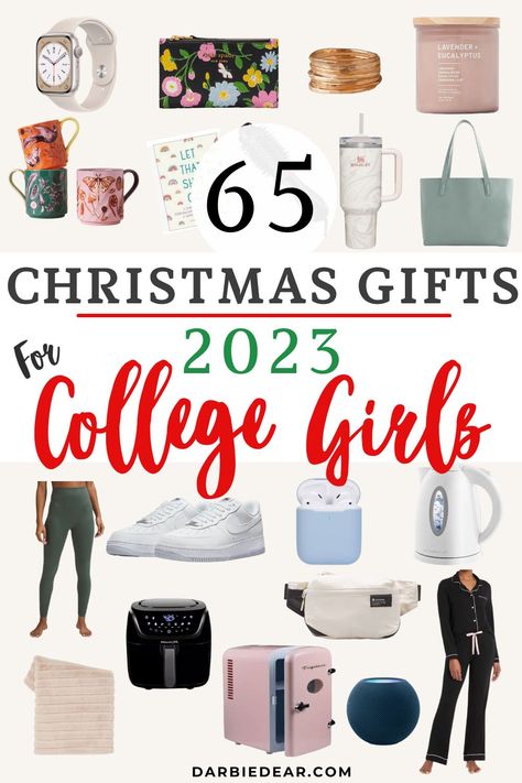 a gift collage of  65+ gifts that college girls told us they love Christmas List 2023 College Girl, Xmas Gifts For College Students, Gift Basket Ideas For College Girl, Roommate Christmas Gifts College, Christmas List Ideas 2023 College, Christmas Gifts For University Students, Christmas Must Haves 2023, College Gifts For Daughter, Dorm Gifts For Girls College