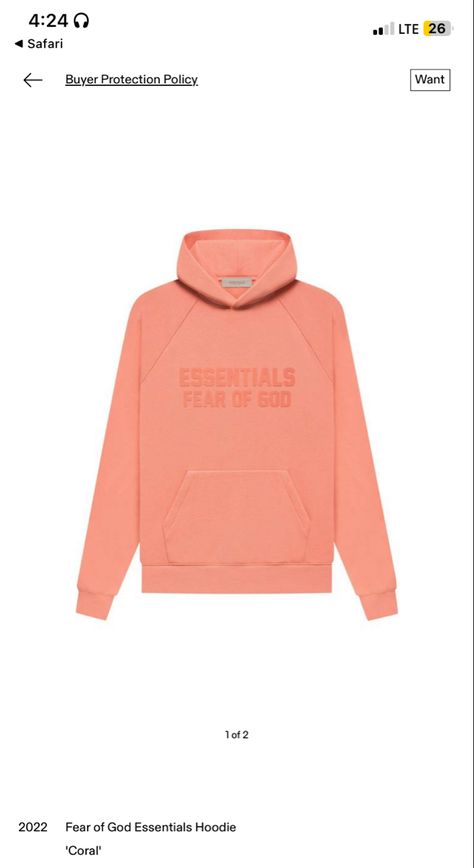 Pink Essentials Hoodie, Pink Essentials, Back To School Uniform, Peach Hoodie, Essentials Hoodie, Essential Hoodie, Back To School Fits, Cute Clothing Stores, Graphic Print Top