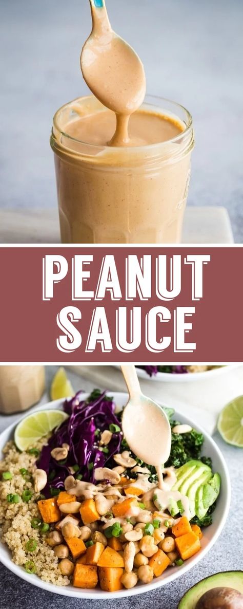 Buddha Bowl Sauce, Easy Peanut Sauce, Recipe Sauce, Peanut Sauce Recipe, Salad Recipes Healthy Easy, Peanut Butter Sauce, Buddha Bowls, Healthy Bowls, Veggie Dip