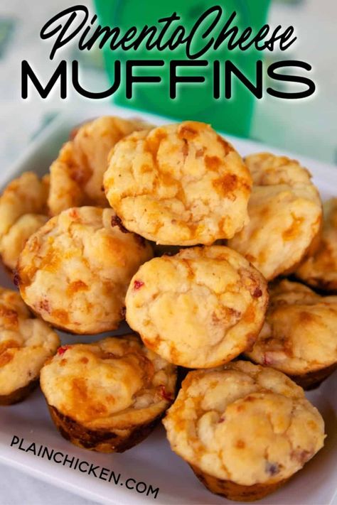 Pimento Cheese Cornbread Muffins, Pimento Cheese Muffins, Pimento Cheese Scones, Pimento Cheese Biscuits Recipe, What To Do With Pimento Cheese, Recipes Using Pimento Cheese, Recipes With Pimento Cheese, Pimento Cheese Breakfast, Yummy Muffins