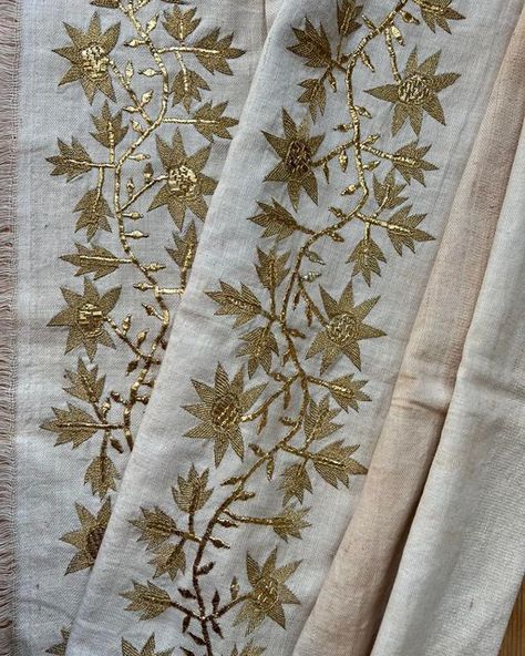 Starched & Crumpled on Instagram: "SOLD🔴 Beautiful hand embroidered late 19th century Ottoman towel with gold-work embroidery at each end. In unused condition with uncut ends. A little dusty from storage. It measures 55cms x 120cms. Swipe for more photos. £110. Comment sold to buy. #ottomantowel #ottomantextiles #ottomanembroidery #goldworkembroidery" Gold Work Embroidery, Gold Work, More Photos, 19th Century, Hand Embroidered, Ottoman, Embroidery Designs, Textiles, Embroidery