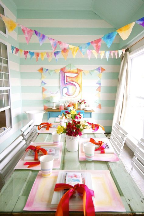 40th Birthday Party Themes, Watercolor Party, Watercolor Decor, Art Birthday Party, Party Deco, Watercolor Birthday, 40th Birthday Parties, Art Birthday, Girl Birthday Party