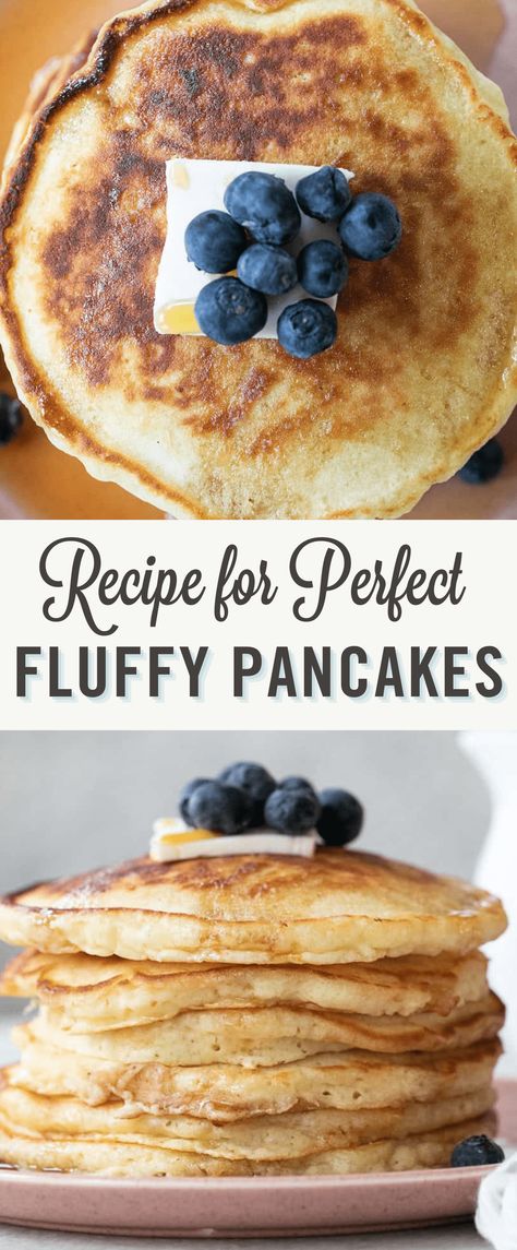 This pancake recipe has the perfect amount of fluff and the perfect ratio of sweetness in the batter. They're buttery, so delicious and easy to make! #PancakeRecipe #Pancakes #HomemadePancakes #Brunch #BrunchRecipes Pancake Recipe For A Crowd, Easy Pancake Batter, Pancake Batter Recipe, Breakfast Entertaining, Classic Pancake Recipe, Brunch Recipes Easy, Bone Apple Tea, Fluffy Pancake Recipe, Pancake Calories