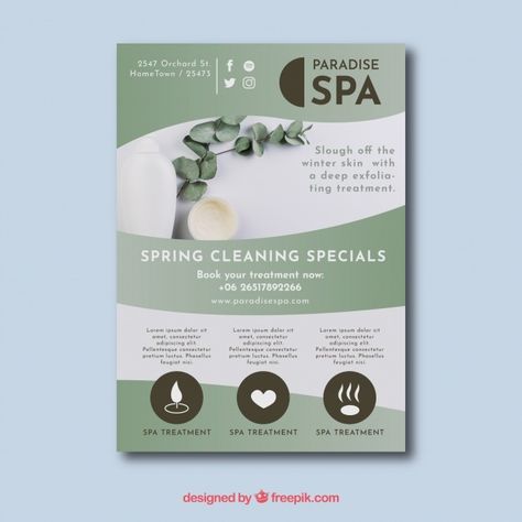 Spa and relax flyer template | Free Vector #Freepik #freevector #brochure #flyer #cover #template Spa Flyer, Spa Design, Winter Skin, Cover Template, Spa Treatments, Spring Cleaning, Brochure Design, Design Inspo, Flyer Template