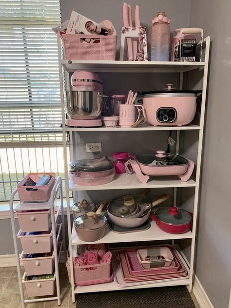 50 Shades of Pink | Just a few things I picked up💕 | Facebook Pink Kitchen Apartment, Pink Apartment Ideas, Pink Aesthetic Kitchen, Apartment Decorating Pink, Pink Kitchen Aesthetic, Pink Apartment Decor, 50 Shades Of Pink, Love Bedroom, Pink Apartment