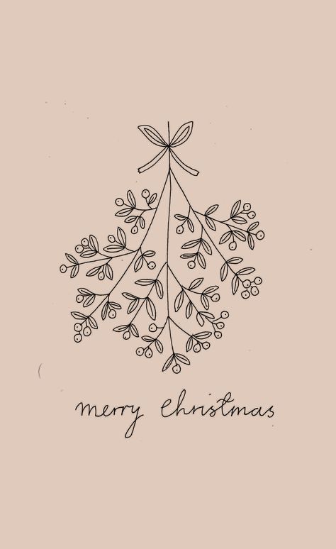 Ryn Frank Christmas, What To Draw For Christmas, Miseltoe Drawings, Line Drawing Christmas Card, Mistletoe Drawing Simple, Mistletoe Christmas Card, Christmas Illustration Card, Christmas Drawing Card, Christmas Minimalist Illustration