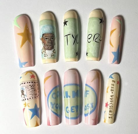 Tyler The Creator Nails, Mission Complete, Instagram Call, London Nails, Nails Now, Really Cute Nails, Acrylic Nails Coffin Pink, Almond Acrylic Nails, Unique Acrylic Nails