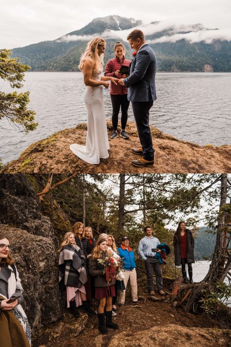 Elopement With Friends, Hike Wedding Ceremony, Elopement Ideas With Family, Mountain Wedding Elopement, Casual Elopement, Eloped Wedding, Hiking Wedding, Dream Elopement, Elopement Party