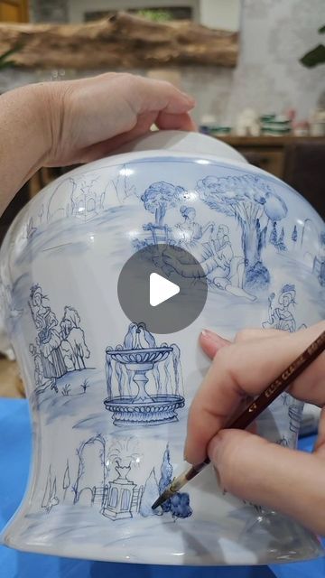 Elsa Claire Rondeau on Instagram: "O intemporal Toile du Jouy no tom bleu 859 Ceradel. #aprendicomaelsa #elsaclairerondeau #art #handpaintedporcelaine #handmade #porcelain" Porcelain Art, Porcelain, Instagram, Art