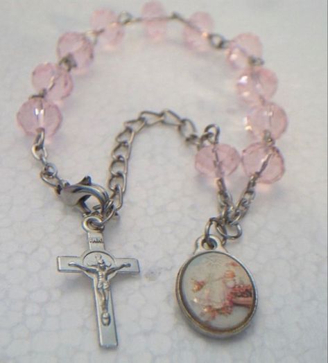 Talking To God, Pink Rosary, Prayers Answered, Bead Rosary, Vintage Friends, Christening Gown, Baby Fits, Rosary Bracelet, Christening Gowns