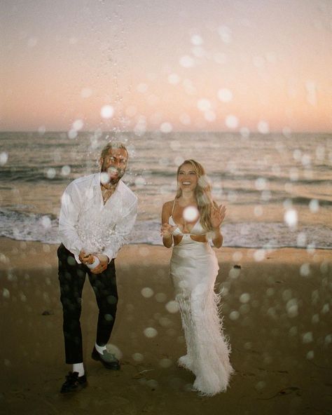 iluvsarahii on Instagram: “Pop the bubbly , we are almost 4 months away from the big day 💍 anyone else getting married this year? . Photo by @dueyphoto Dress…” Iluvsarahii Engagement Photos, Iluvsarahii Wedding, Tom Outfit, Luxe Couple, Engagement Photo Shoot Beach, Pop The Bubbly, Country Bride, Photoshoot Beach, Couple Engagement Pictures