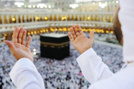 Photo muslim praying at mekkah with hand... | Premium Photo #Freepik #photo #haram #mecca #makkah #holy-kaaba Muslim Praying, Compass App, 1 April, Prayer Times, Night Photos, Holy Land, For You, Photo Editing Software, Stay The Night