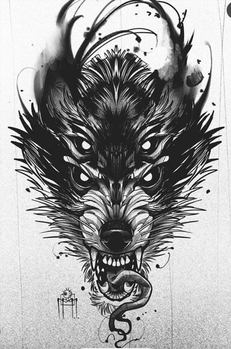 Demon Wolf Tattoo, Hellhound Tattoo, Fenrir Tattoo, Demon Wolf, Sketch Style Tattoos, Demon Tattoo, Wolf Tattoo Design, Creepy Tattoos, Dark Art Tattoo